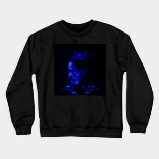 Portrait, digital collage and special processing. Woman in higher state of energy level. Blue and violet. Crewneck Sweatshirt